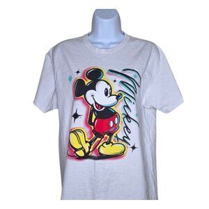 Retro Disney Mickey Mouse Neff Tshirt Mens Size M White Airbrush Art